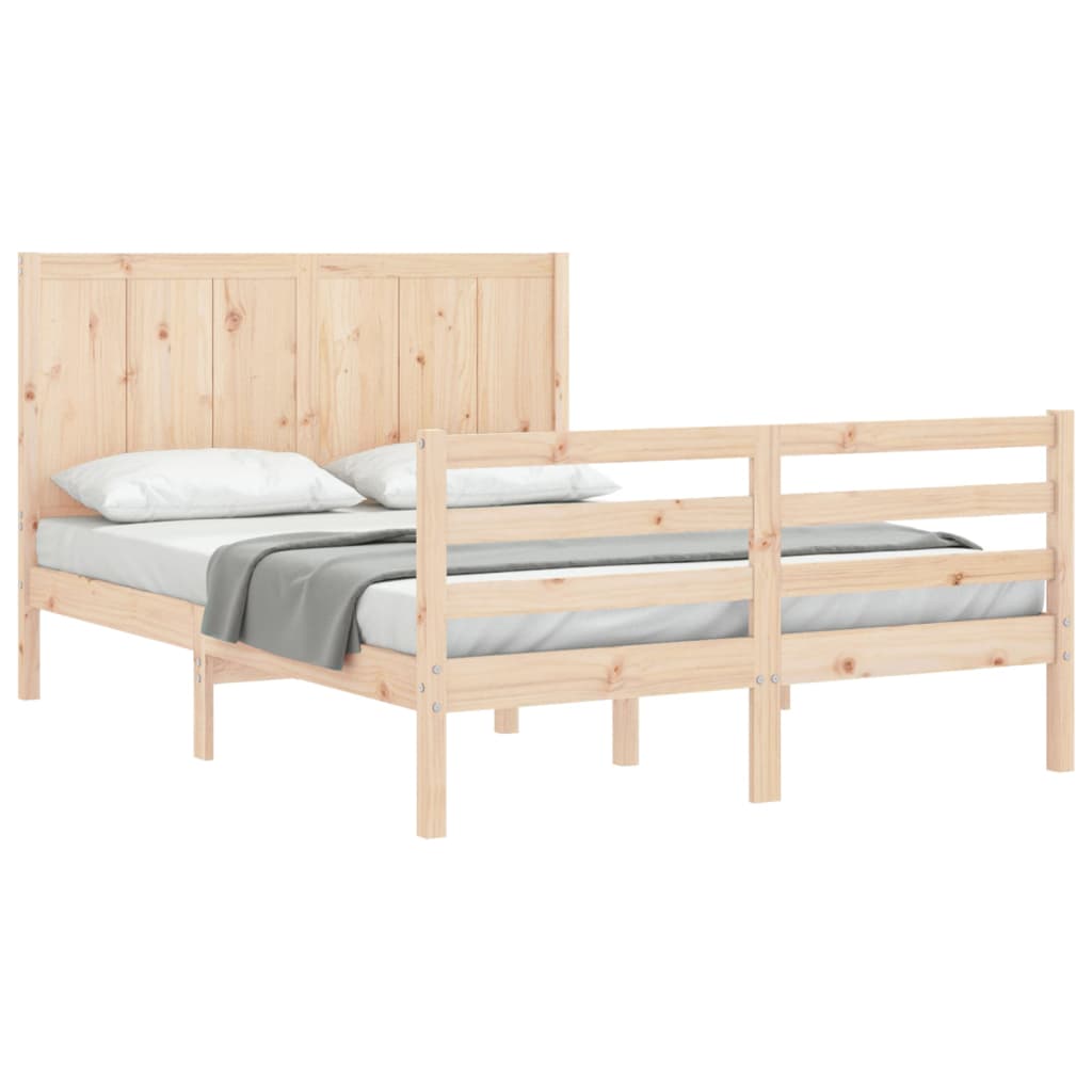 vidaXL Bed Frame with Headboard Solid Wood