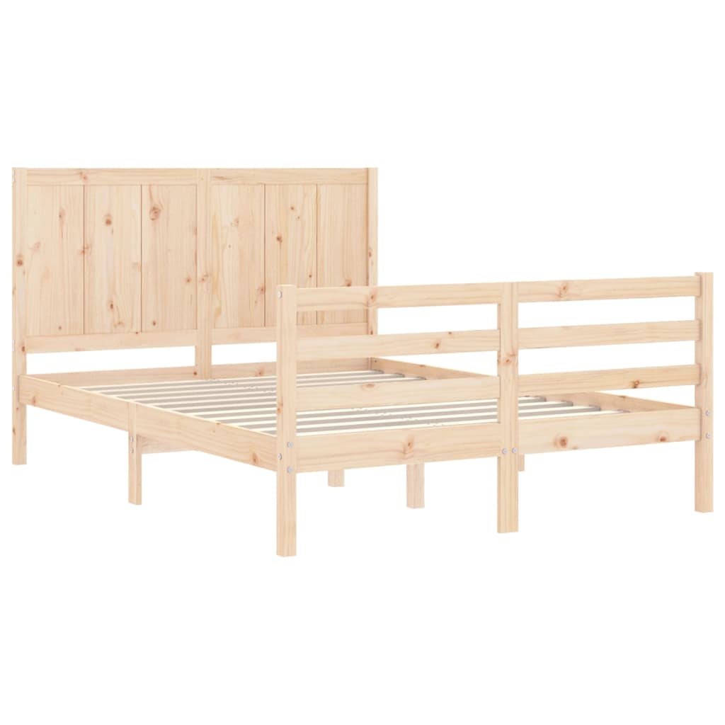 vidaXL Bed Frame with Headboard Solid Wood