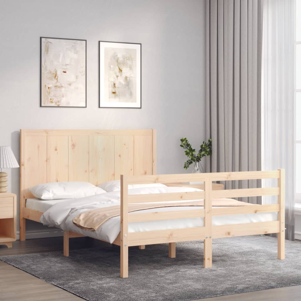 vidaXL Bed Frame with Headboard Solid Wood