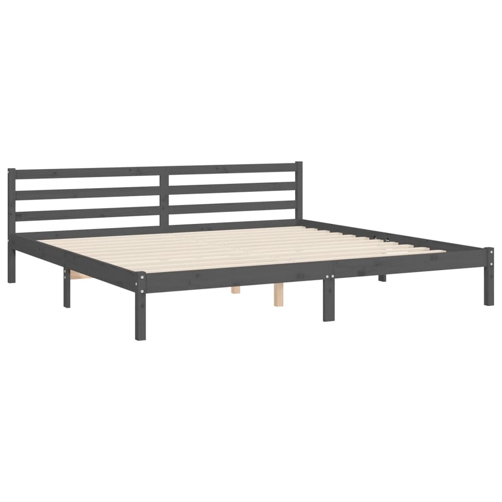 vidaXL Bed Frame with Headboard Solid Wood Grey 200x200 cm