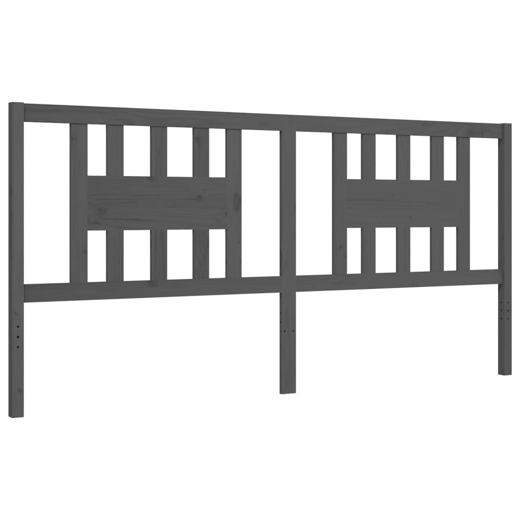vidaXL Bed Frame with Headboard Solid Wood Grey 200x200 cm
