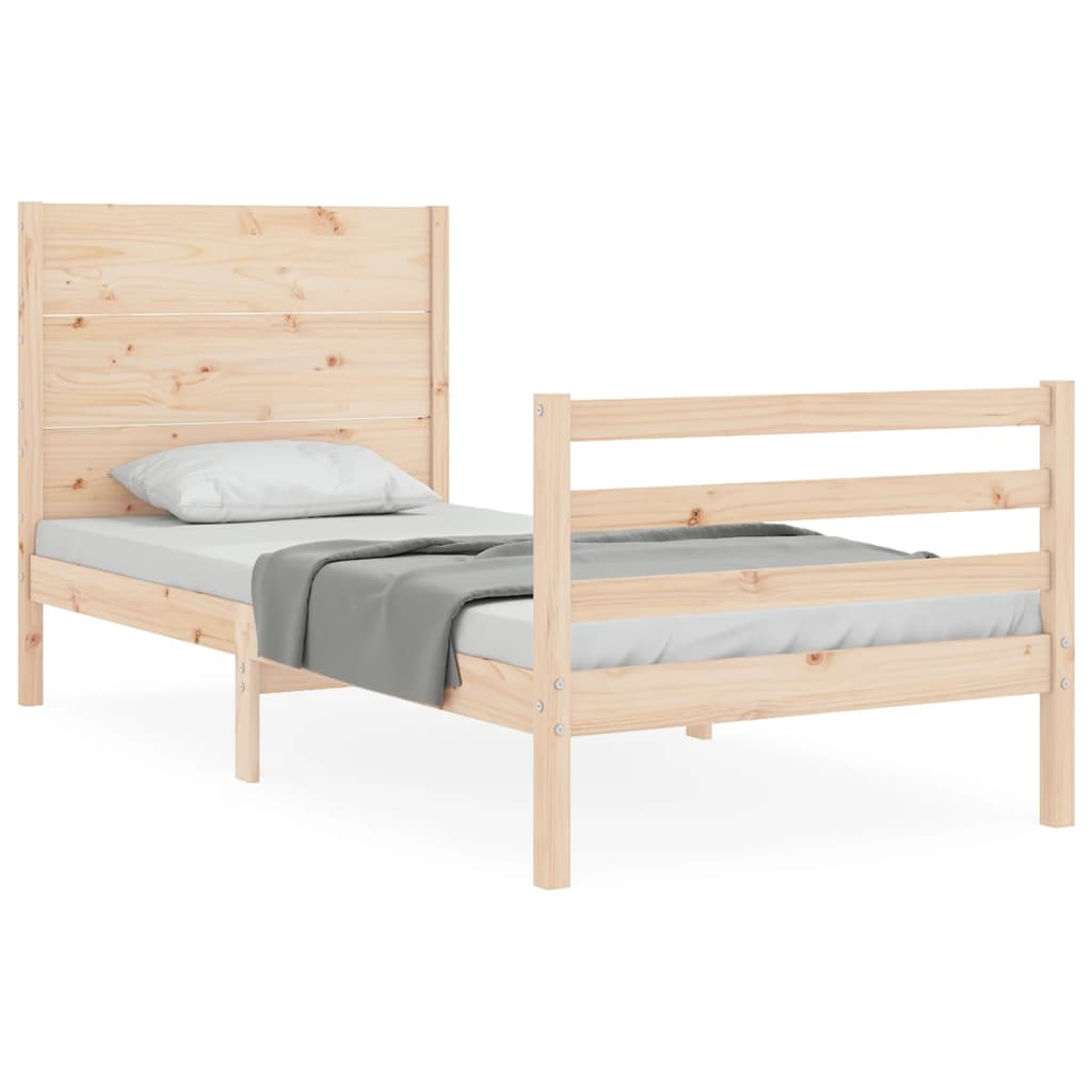 vidaXL Cadre de lit avec sabot de lit massif 100x200 cm