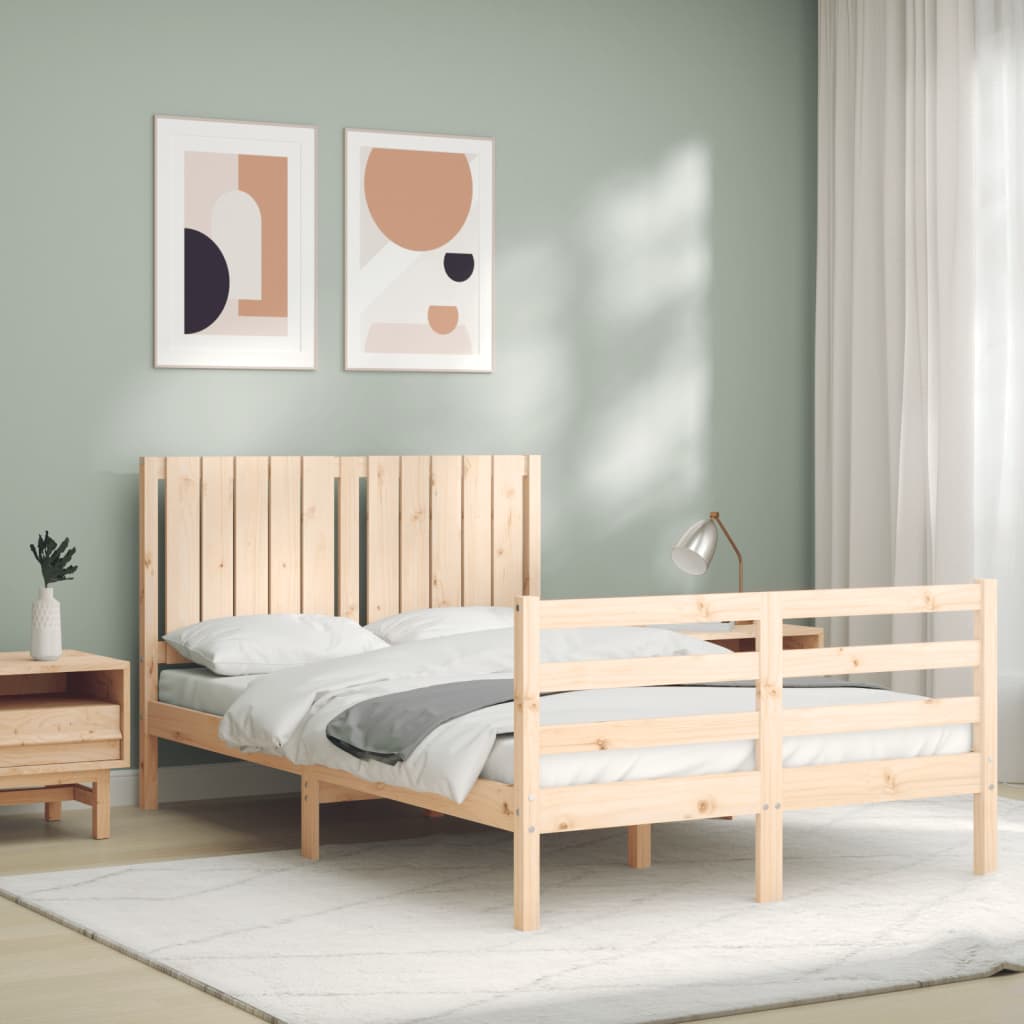 vidaXL Bed Frame with Headboard Solid Wood