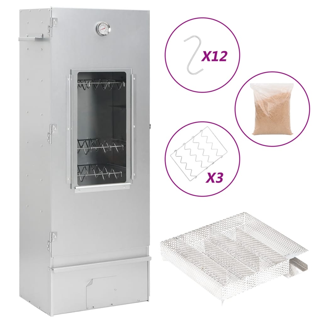 vidaXL BBQ-rookoven met koude rookgenerator gegalvaniseerd staal
