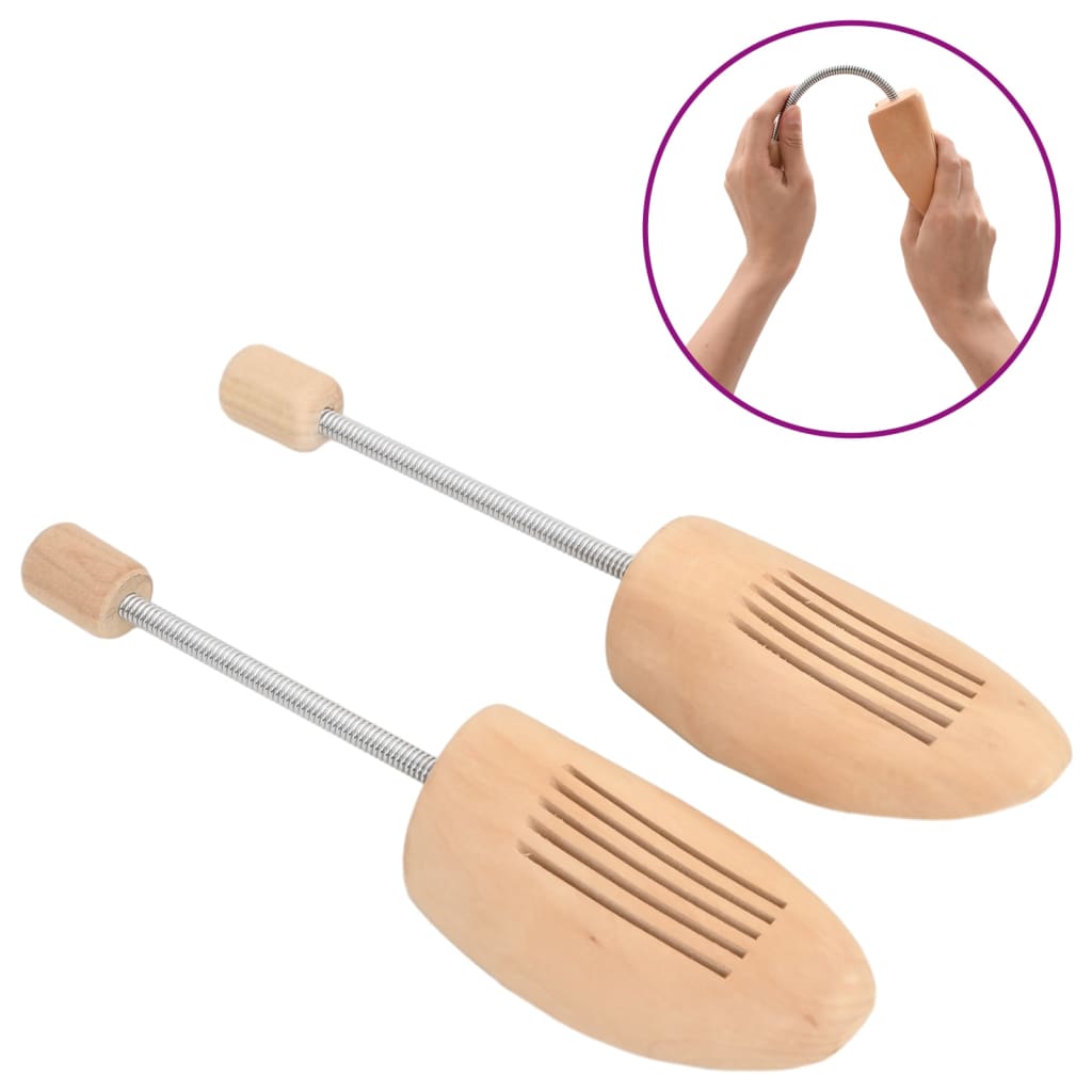 vidaXL Shoe Stretchers 2 Pairs Size 35-38 Solid Lotus Wood