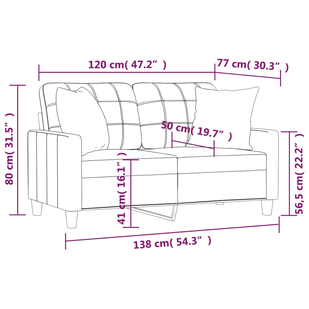 vidaXL Tweezitsbank met sierkussens 120 cm kunstleer zwart