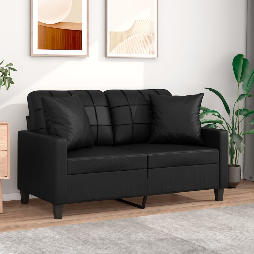 vidaXL Tweezitsbank met sierkussens 120 cm kunstleer zwart