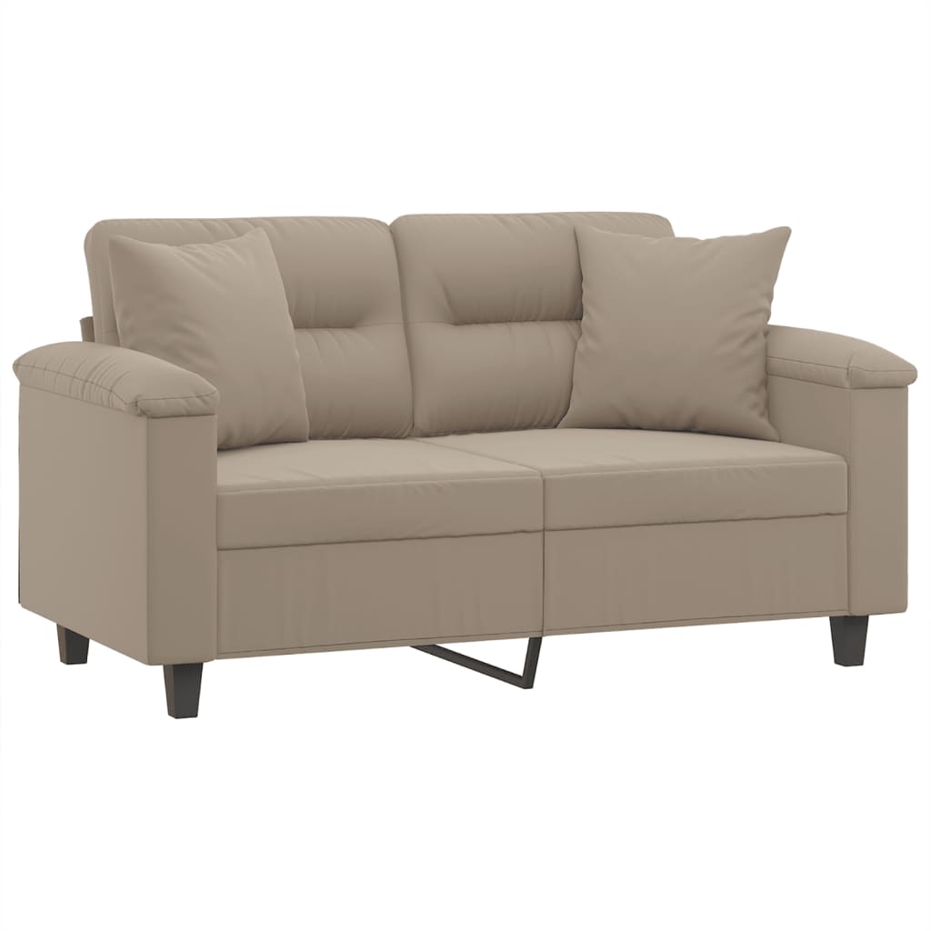 vidaXL Tweezitsbank met kussens 120 cm microvezelstof taupe