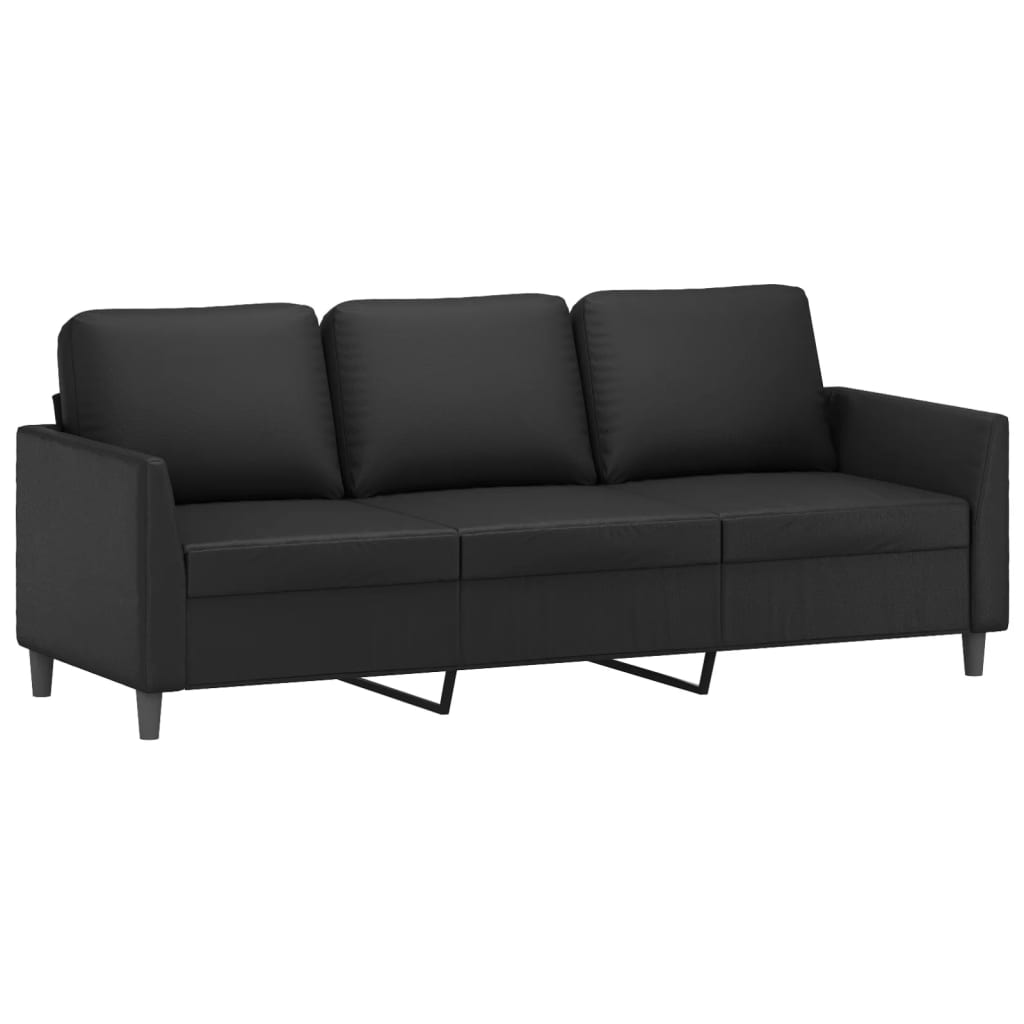vidaXL Driezitsbank met voetenbank 180 cm kunstleer zwart