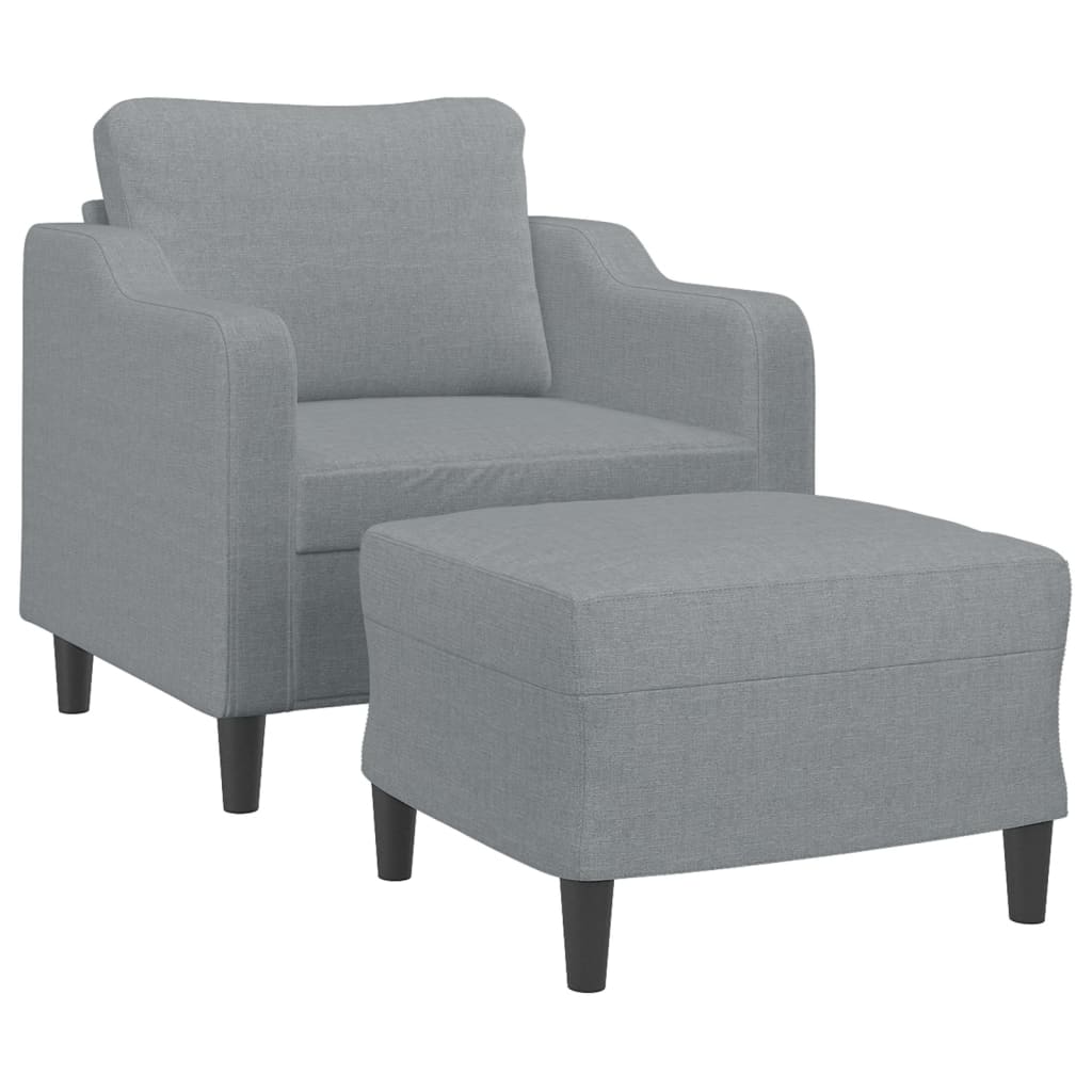 vidaXL Fauteuil met voetenbank 60 cm stof lichtgrijs