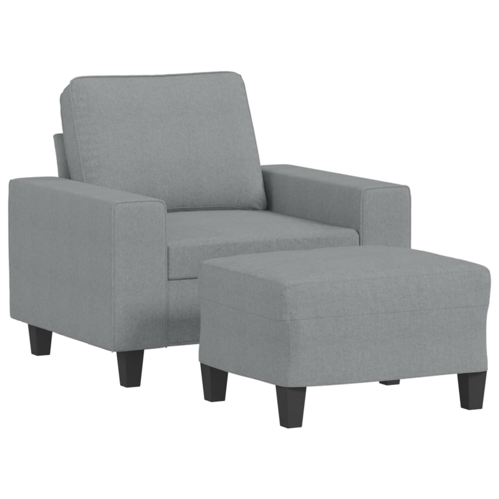 vidaXL Fauteuil met voetenbank 60 cm stof lichtgrijs