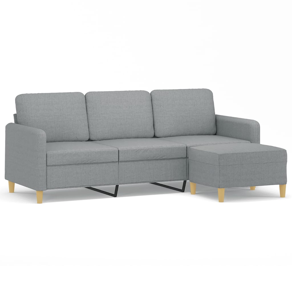 vidaXL Driezitsbank met voetenbank 180 cm stof lichtgrijs