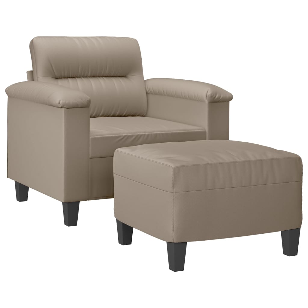 vidaXL Fauteuil met voetenbank 60 cm microvezelstof taupe