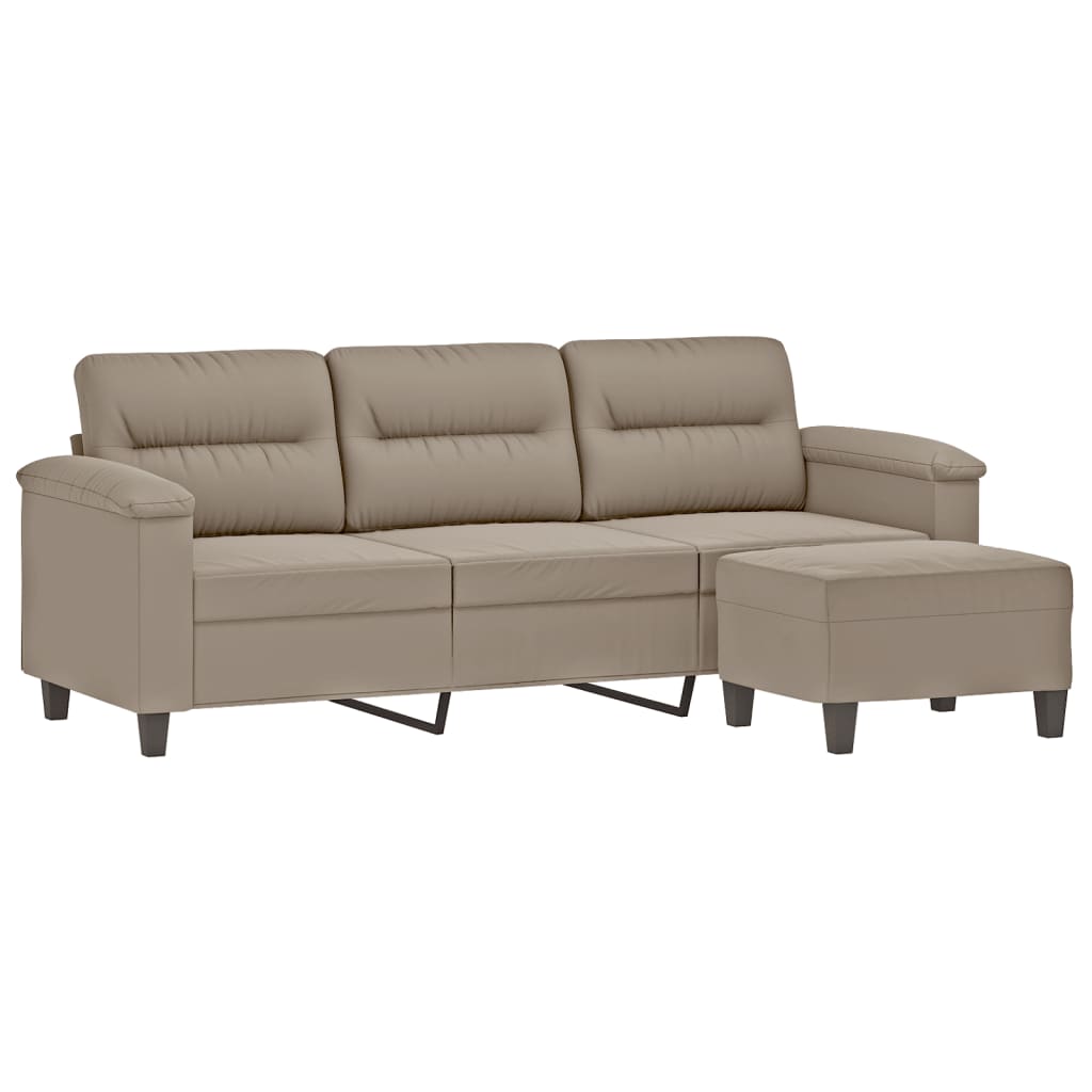 vidaXL Driezitsbank met voetenbank 180 cm microvezelstof taupe