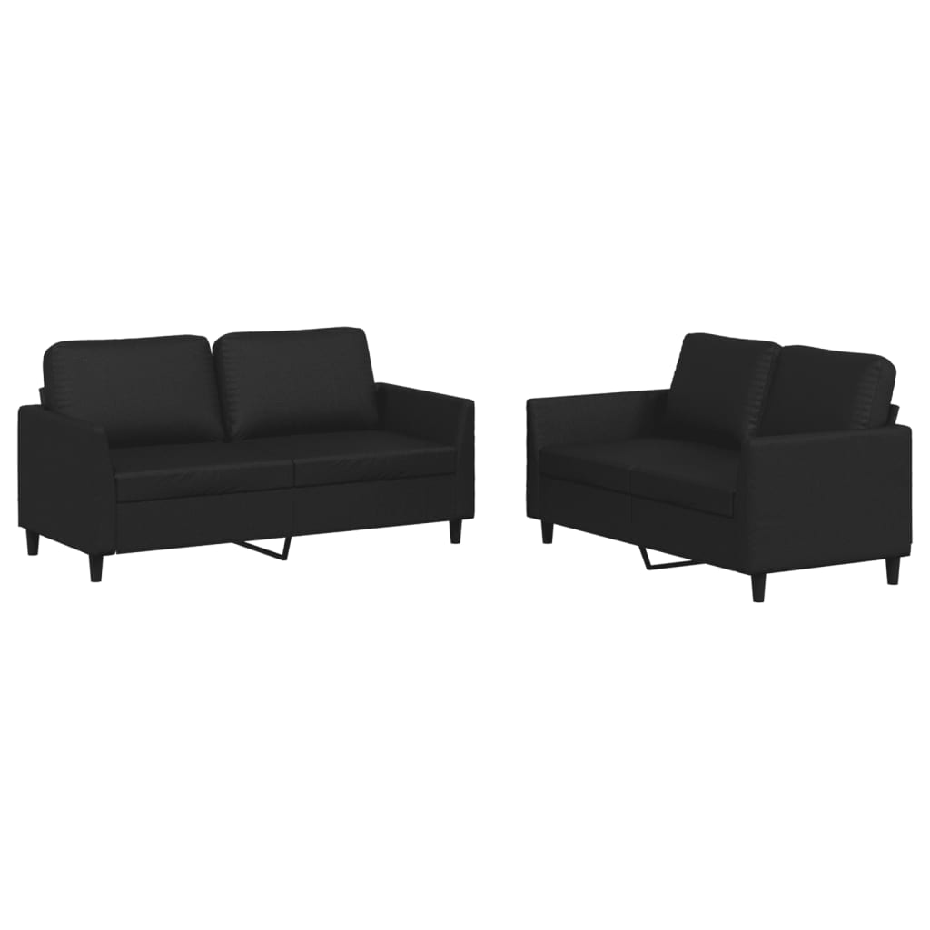 vidaXL 2-delige Loungeset met kussens kunstleer zwart