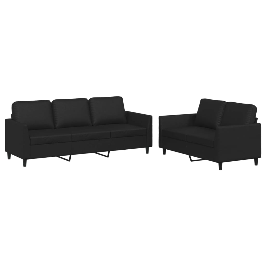 vidaXL 2-delige Loungeset met kussens kunstleer zwart