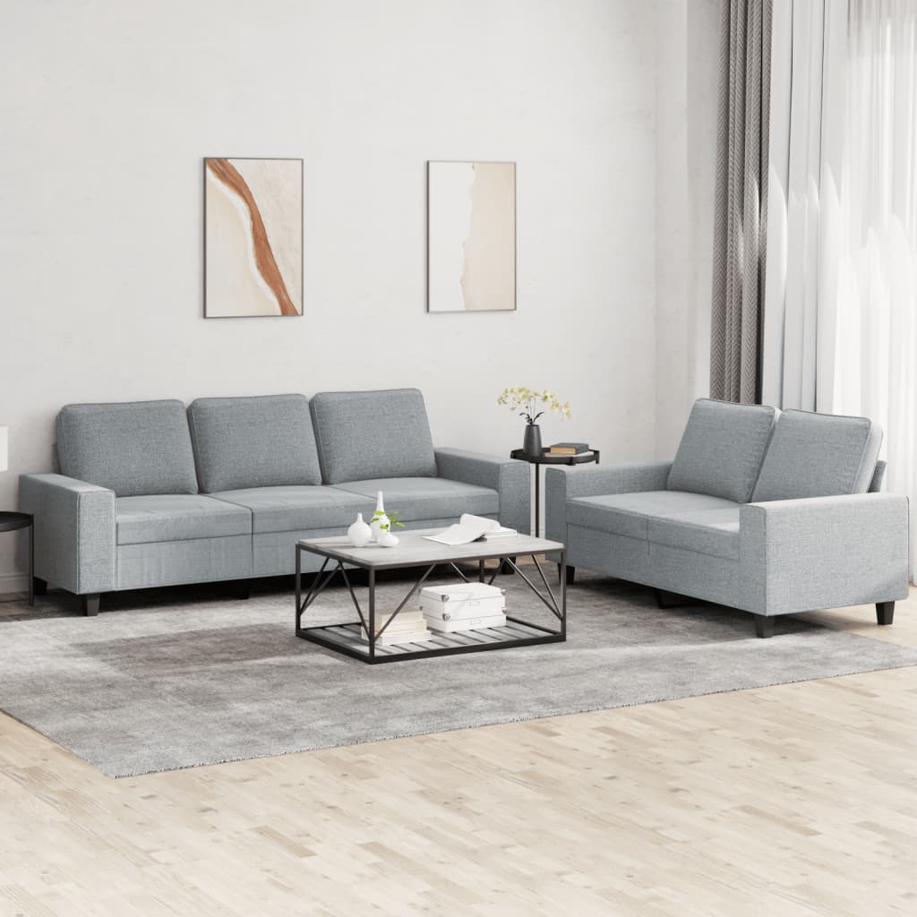 vidaXL 2-delige Loungeset stof lichtgrijs
