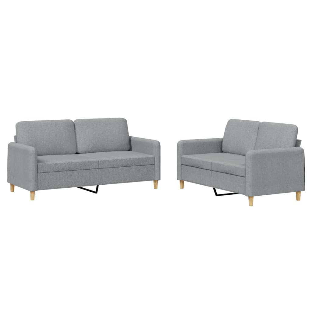 vidaXL 2-delige Loungeset met kussens stof lichtgrijs