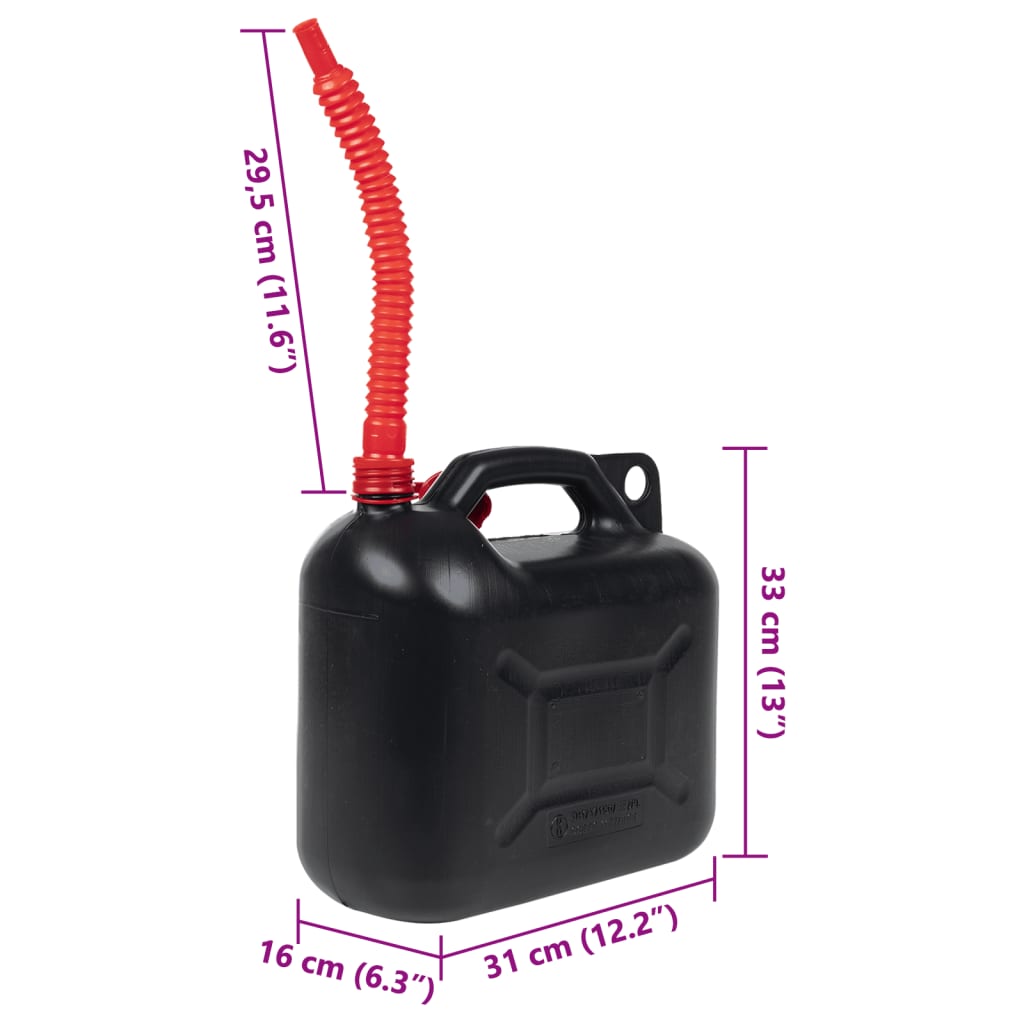 vidaXL Fuel Cans 3 pcs with Flexible Spout Black 10 L Plastic