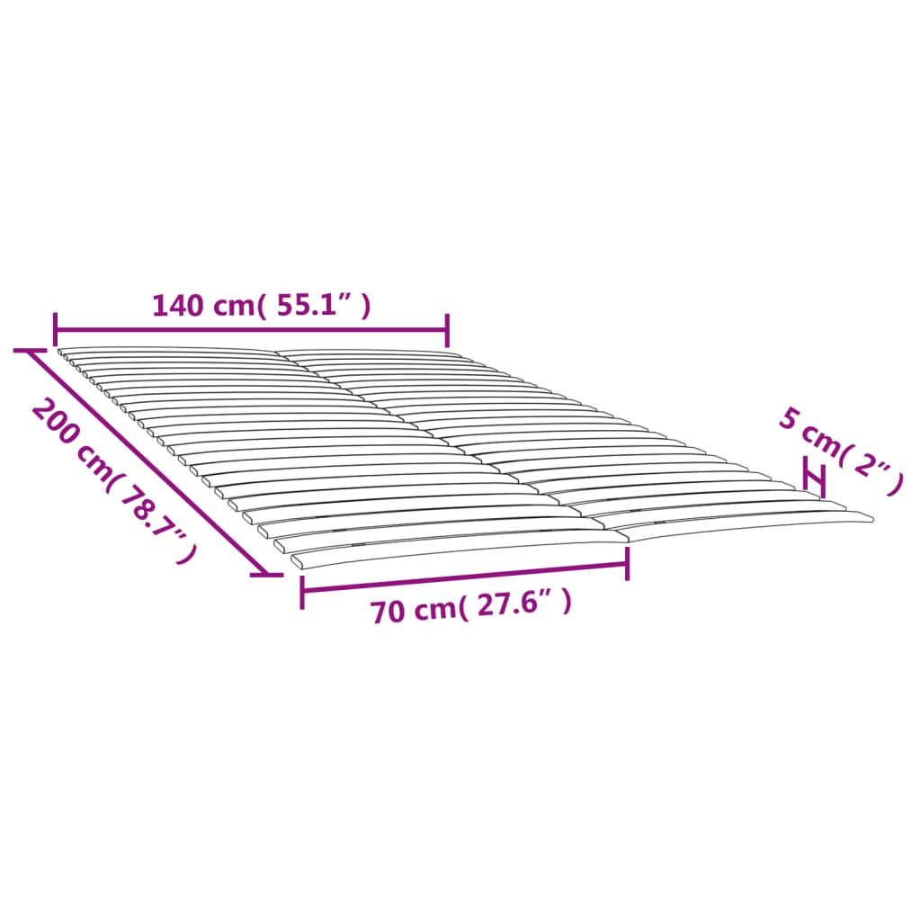 vidaXL 2-Piece 48-Slat Bed Base 70x200 cm