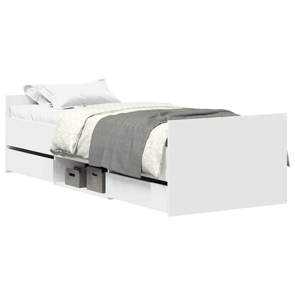 vidaXL Bedframe met hoofd- en voeteneinde wit 100x200 cm