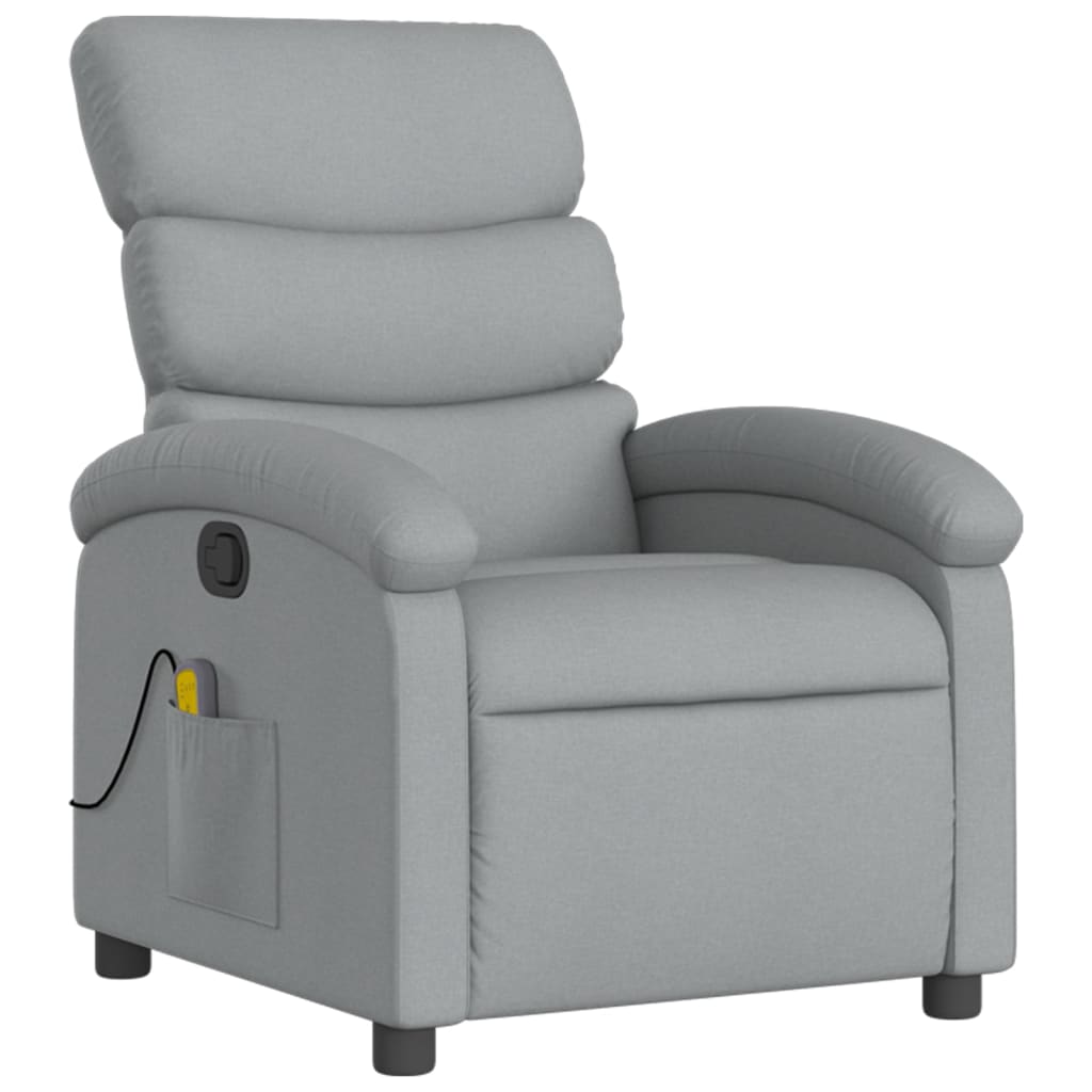 vidaXL Massage Recliner with Light Grey Fabric