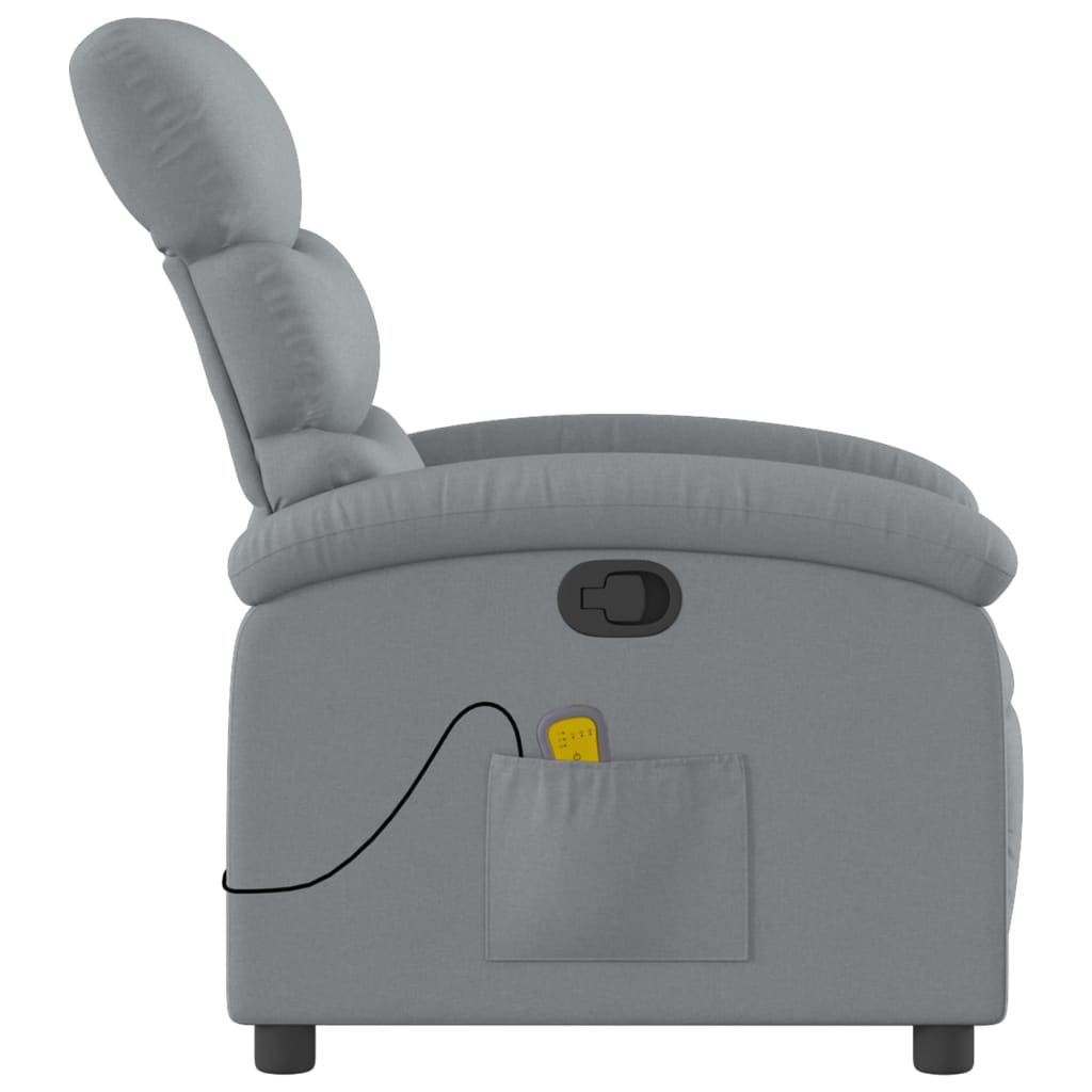 vidaXL Massage Recliner with Light Grey Fabric