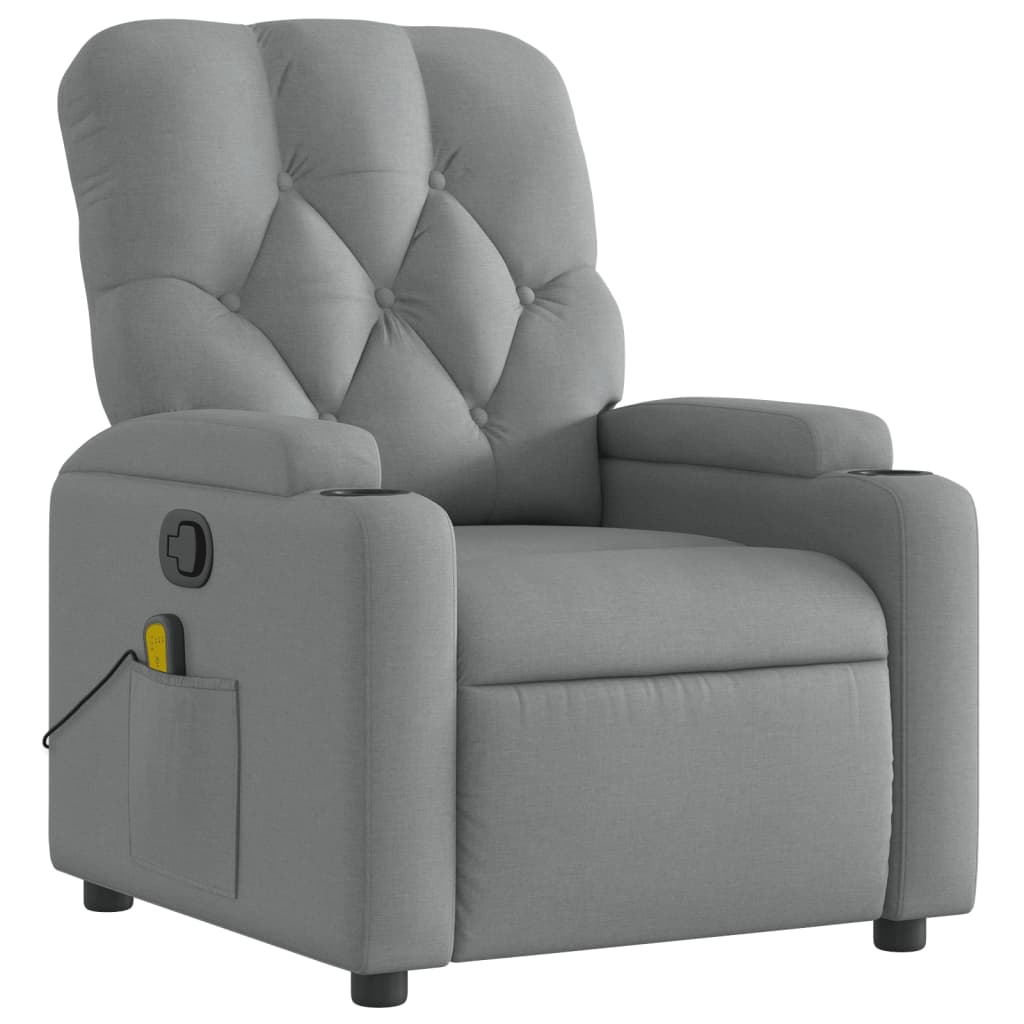 vidaXL Massagestoel met lichtgrijze stof