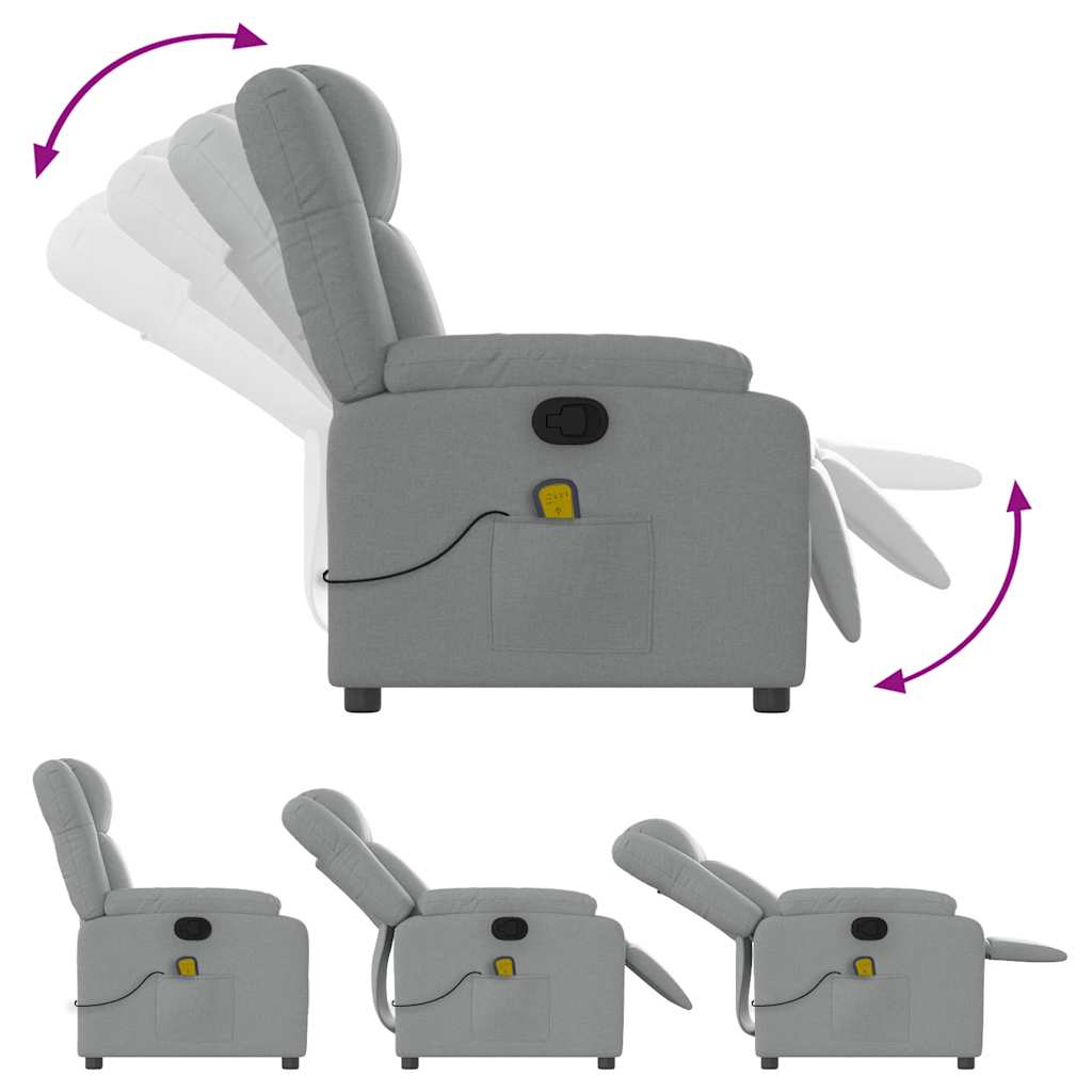 vidaXL Massagestoel met lichtgrijze stof