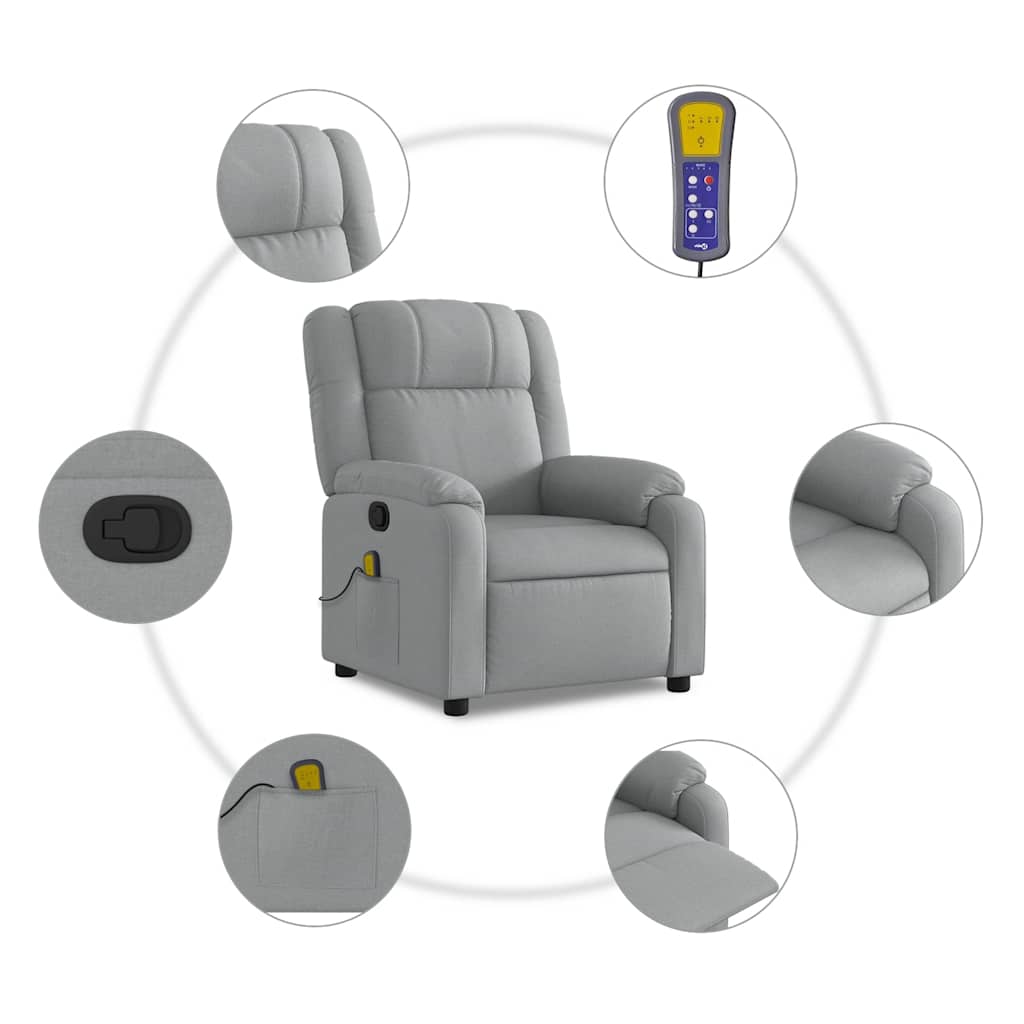 vidaXL Massagestoel met lichtgrijze stof
