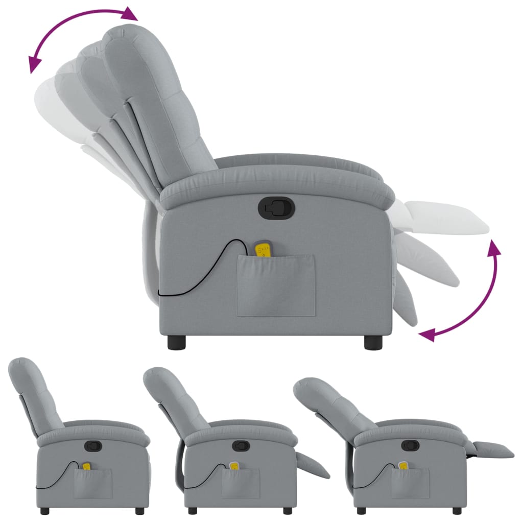 vidaXL Massagestoel met lichtgrijze stof
