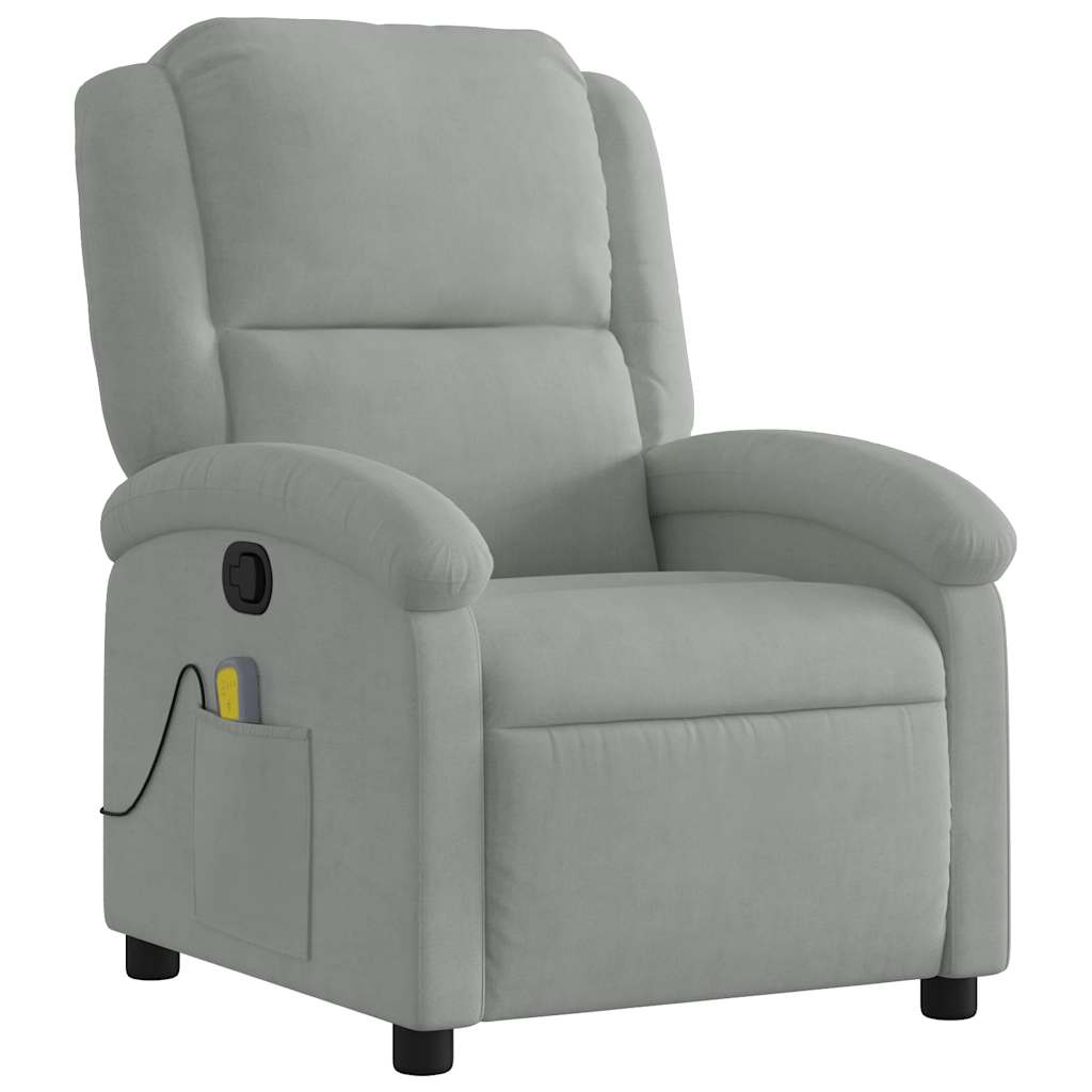 vidaXL Massagestoel lichtgrijs fluweel