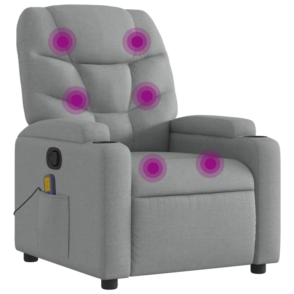 vidaXL Massagestoel met lichtgrijze stof