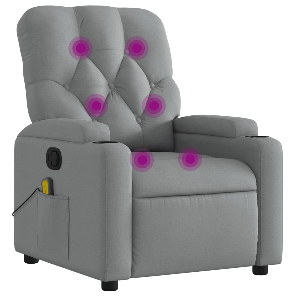 vidaXL Massagestoel met lichtgrijze stof