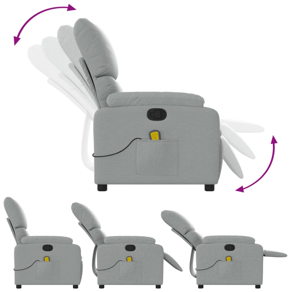 vidaXL Massagestoel met lichtgrijze stof