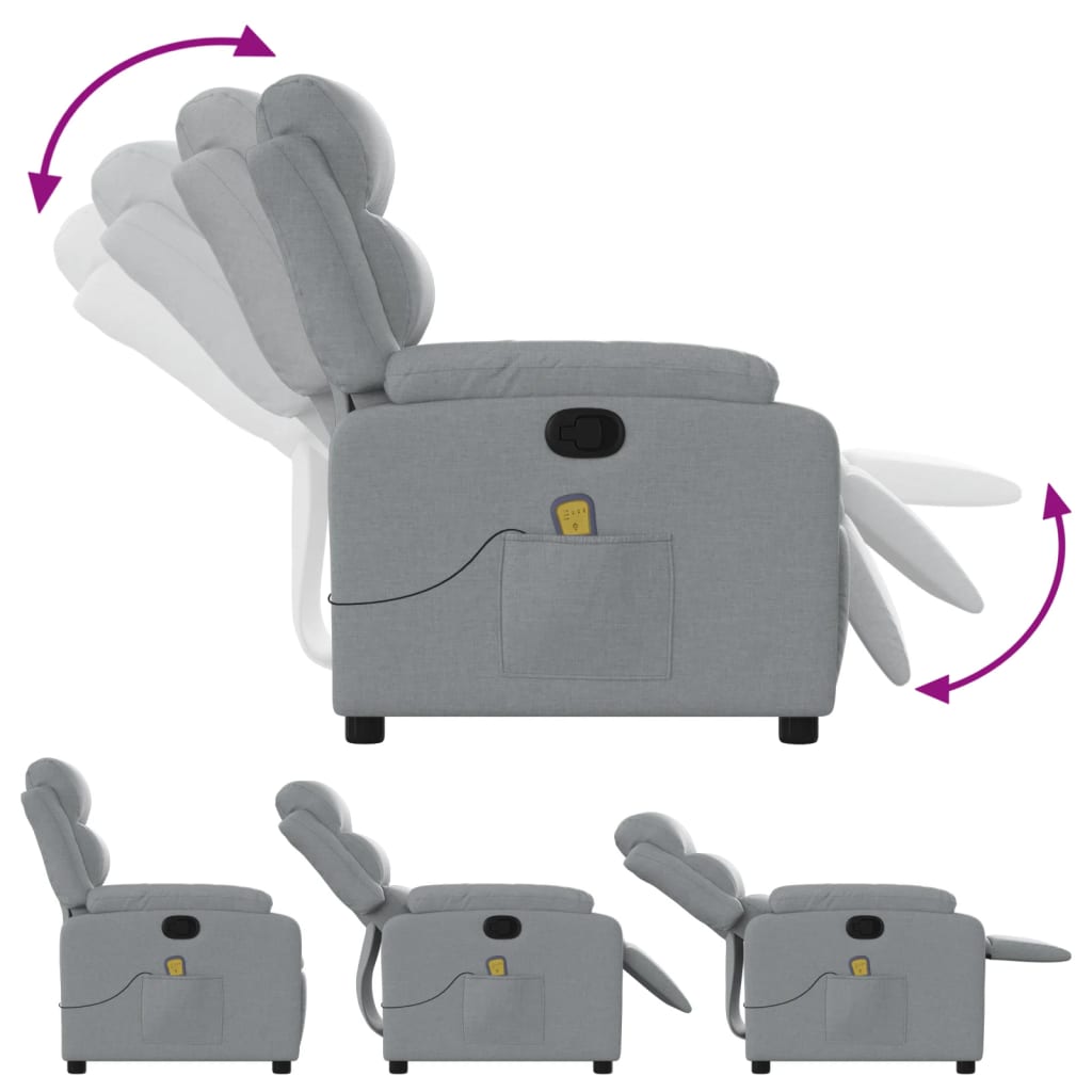 vidaXL Massagestoel met lichtgrijze stof