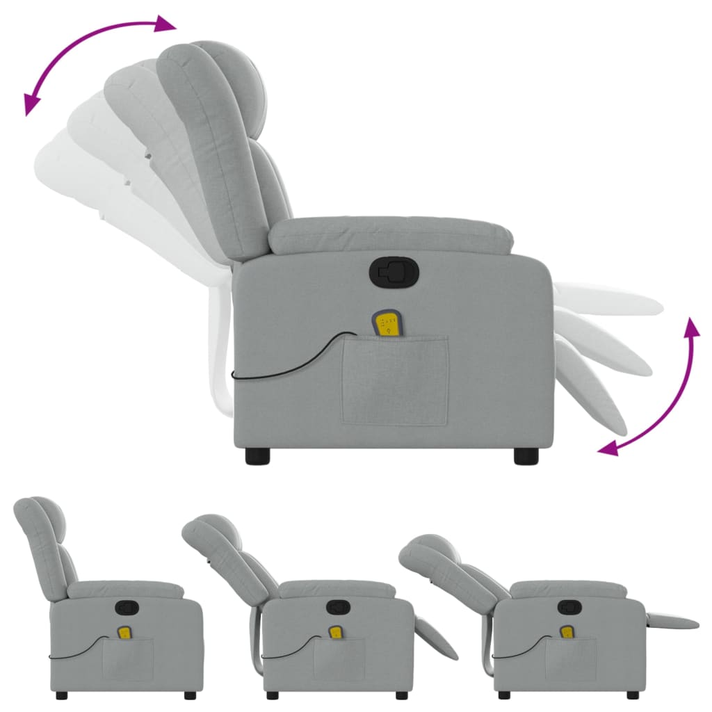 vidaXL Massagestoel met lichtgrijze stof