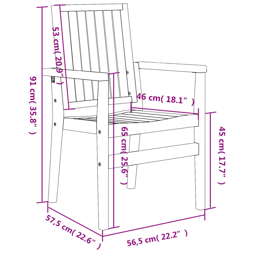 vidaXL Stackable Garden Chairs 4 pcs 56.5x57.5x91 cm Solid Teak Wood