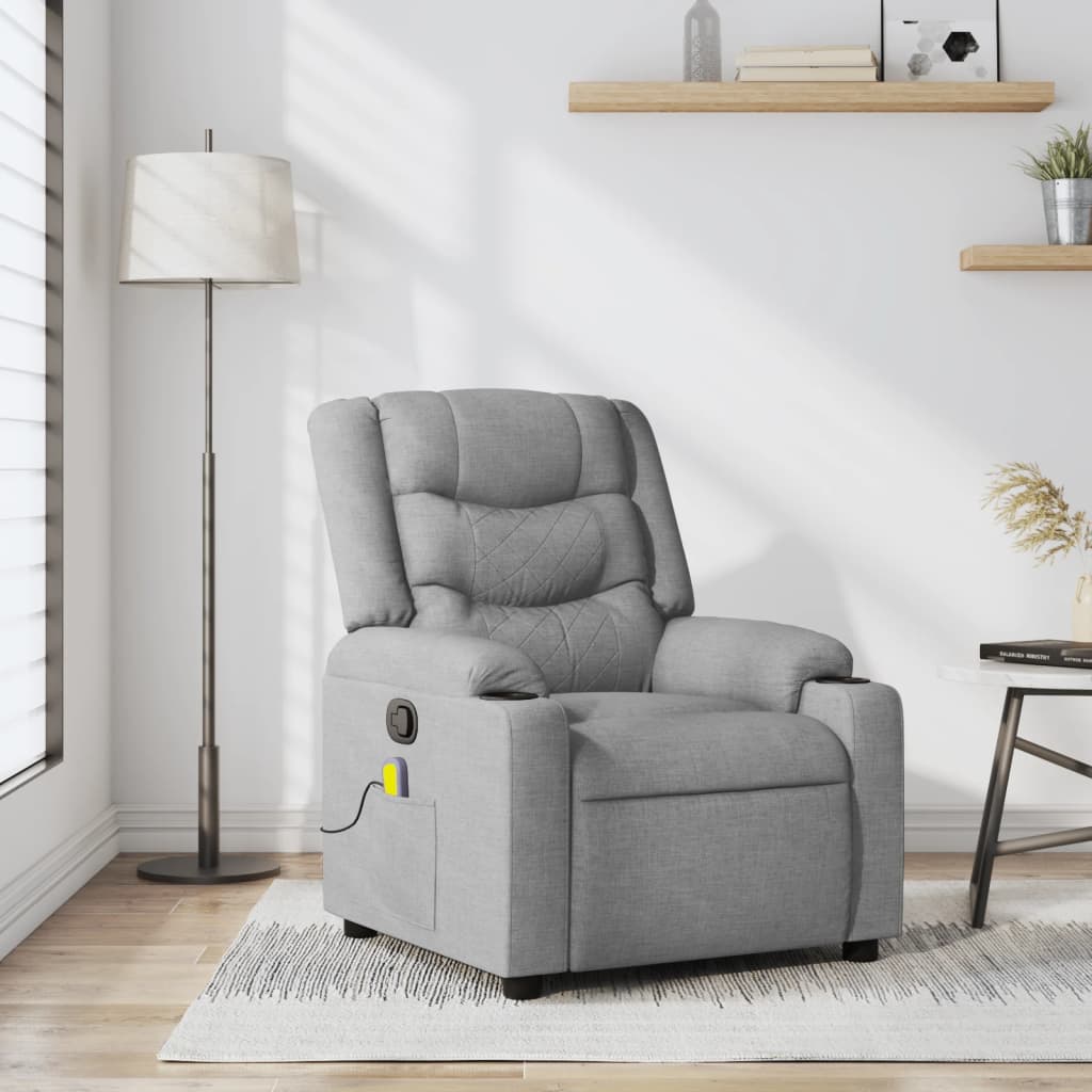 vidaXL Massagestoel Lichtgrijze Stof