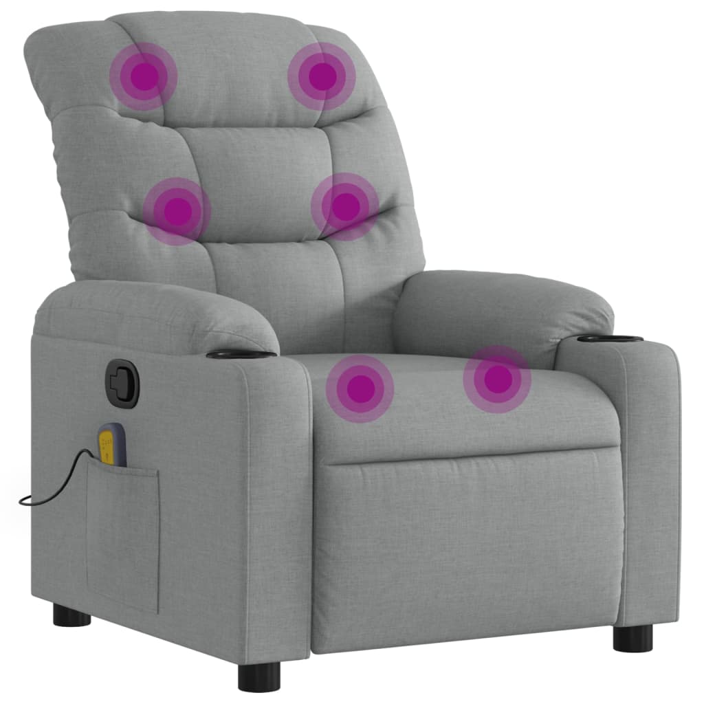 vidaXL Massagestoel met lichtgrijze stof