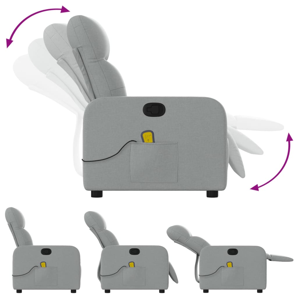 vidaXL Massagestoel met lichtgrijze stof