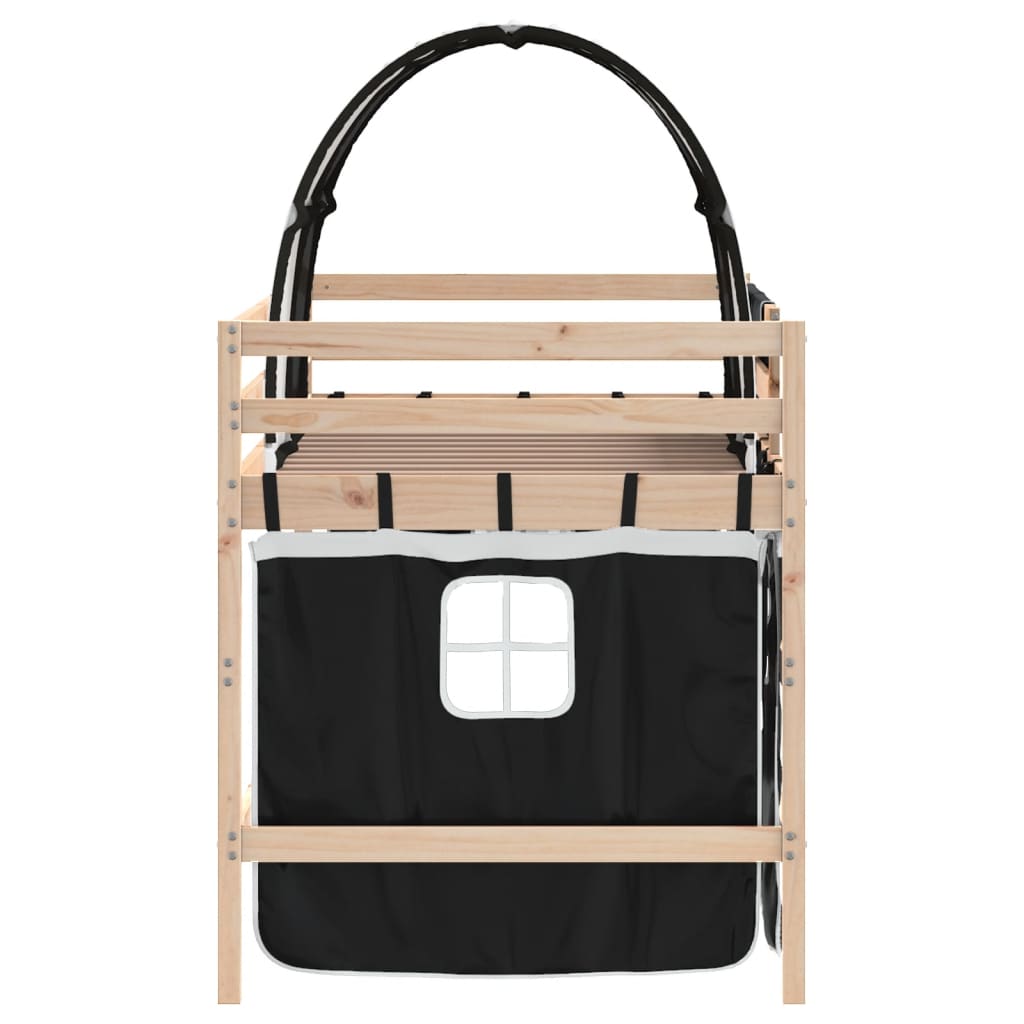 vidaXL Kids' Loft Bed with Tunnel 80x200 cm Pine Wood White and Black