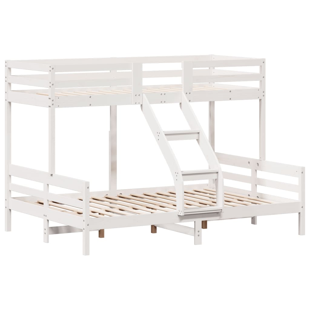 vidaXL Stapelbed massief grenenhout wit 90x200/140x200 cm