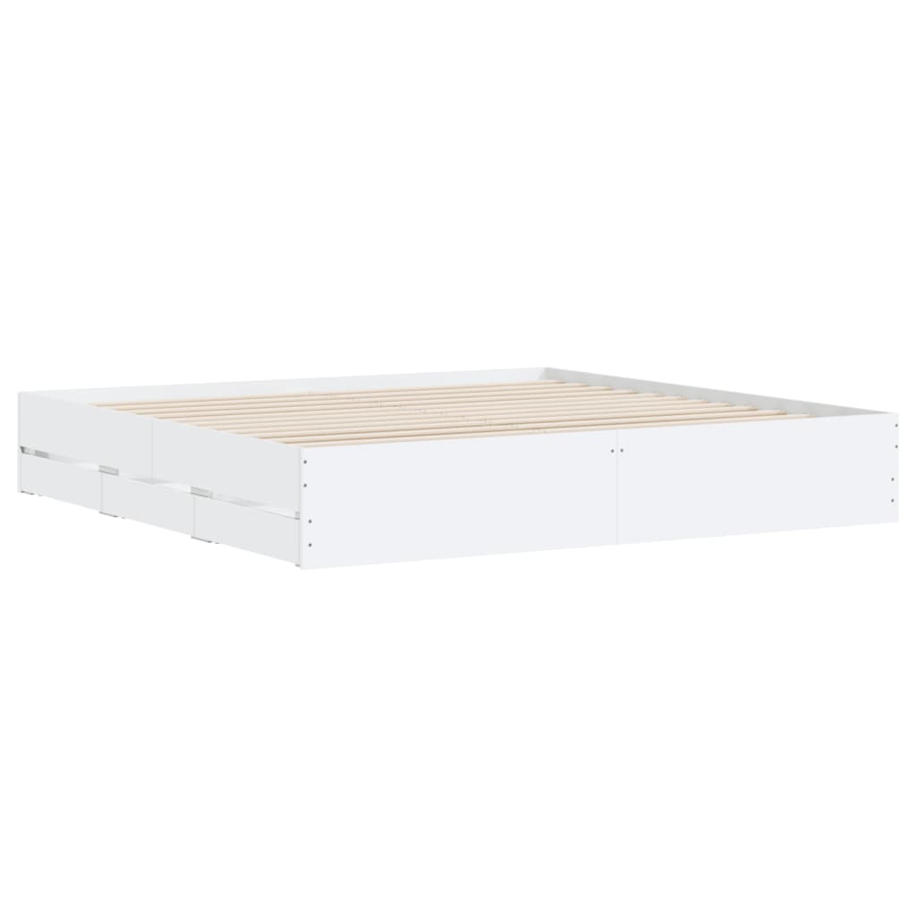 vidaXL Bedframe met lades bewerkt hout wit 200x200 cm