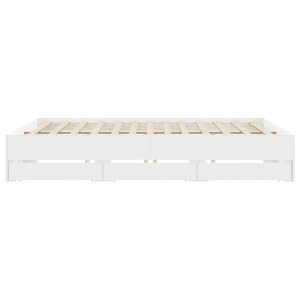 vidaXL Bedframe met lades bewerkt hout wit 200x200 cm