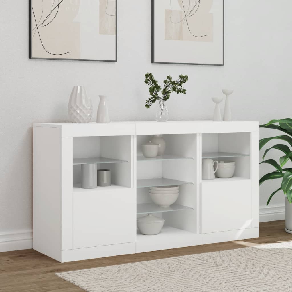 vidaXL Dressoir met LED-verlichting 123x37x67 cm wit