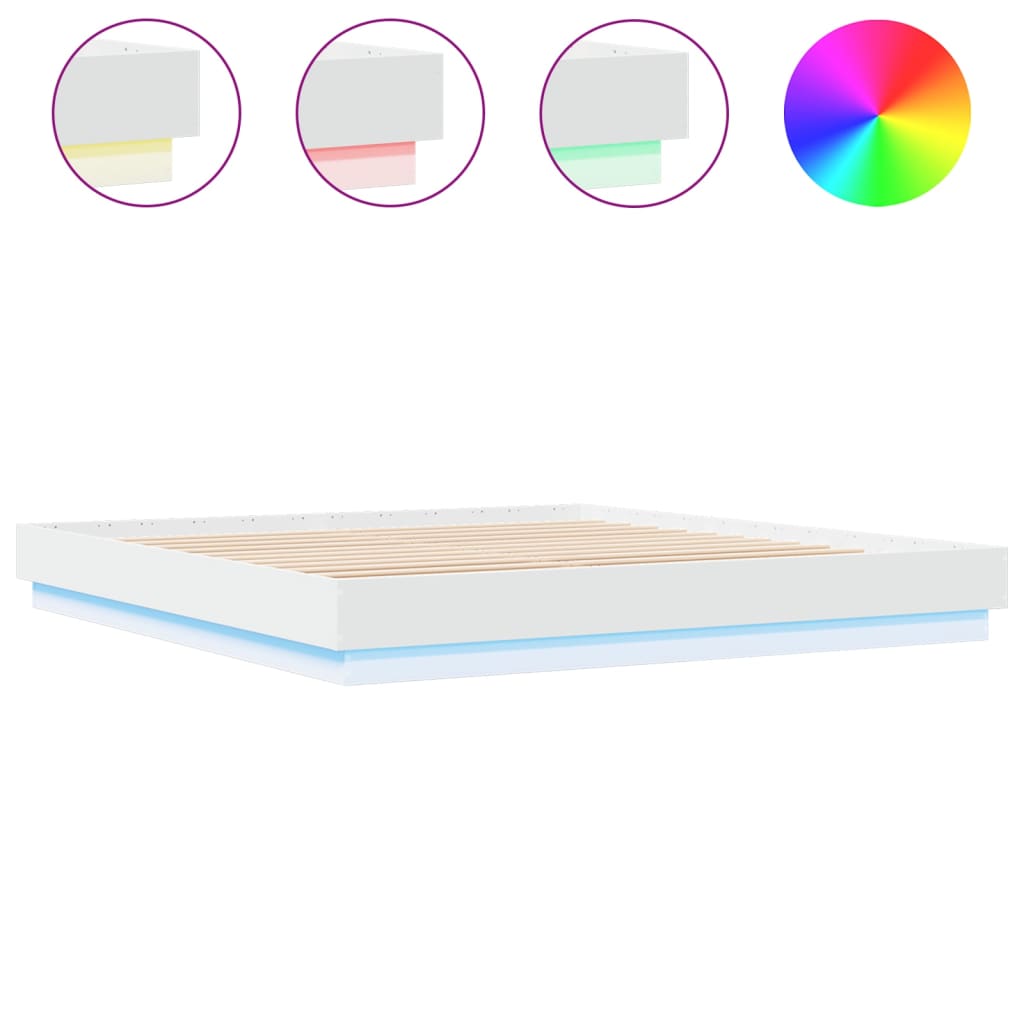 vidaXL Bedframe met LED-verlichting wit 200x200 cm