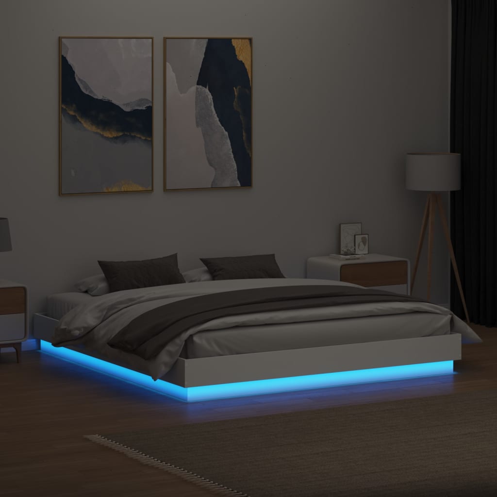vidaXL Bedframe met LED-verlichting wit 200x200 cm