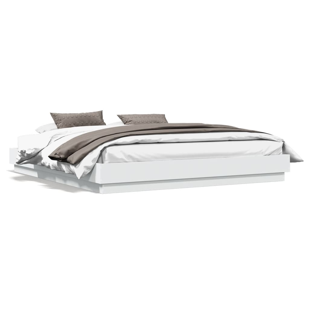 vidaXL Bedframe met LED-verlichting wit 200x200 cm