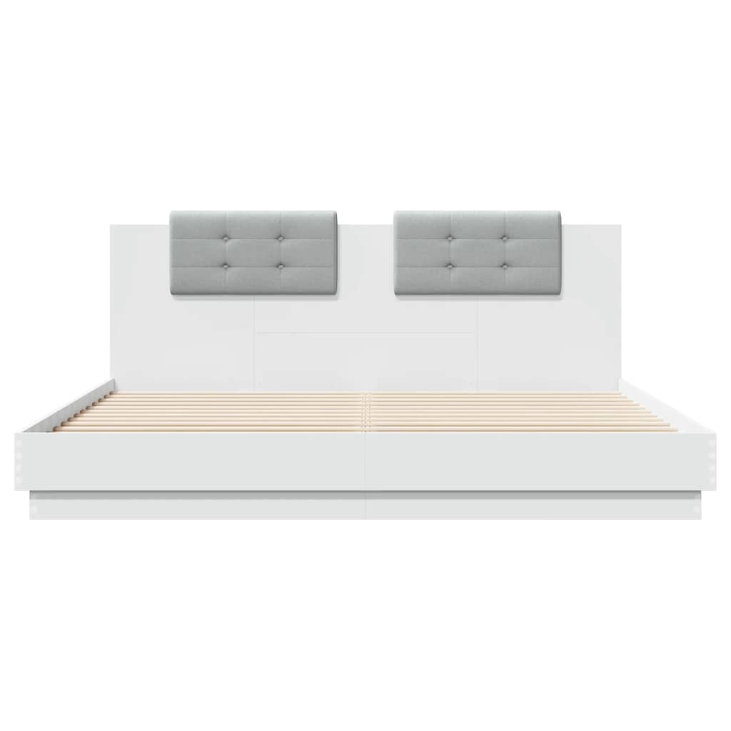 vidaXL Bedframe met hoofdeinde bewerkt hout wit 200x200 cm